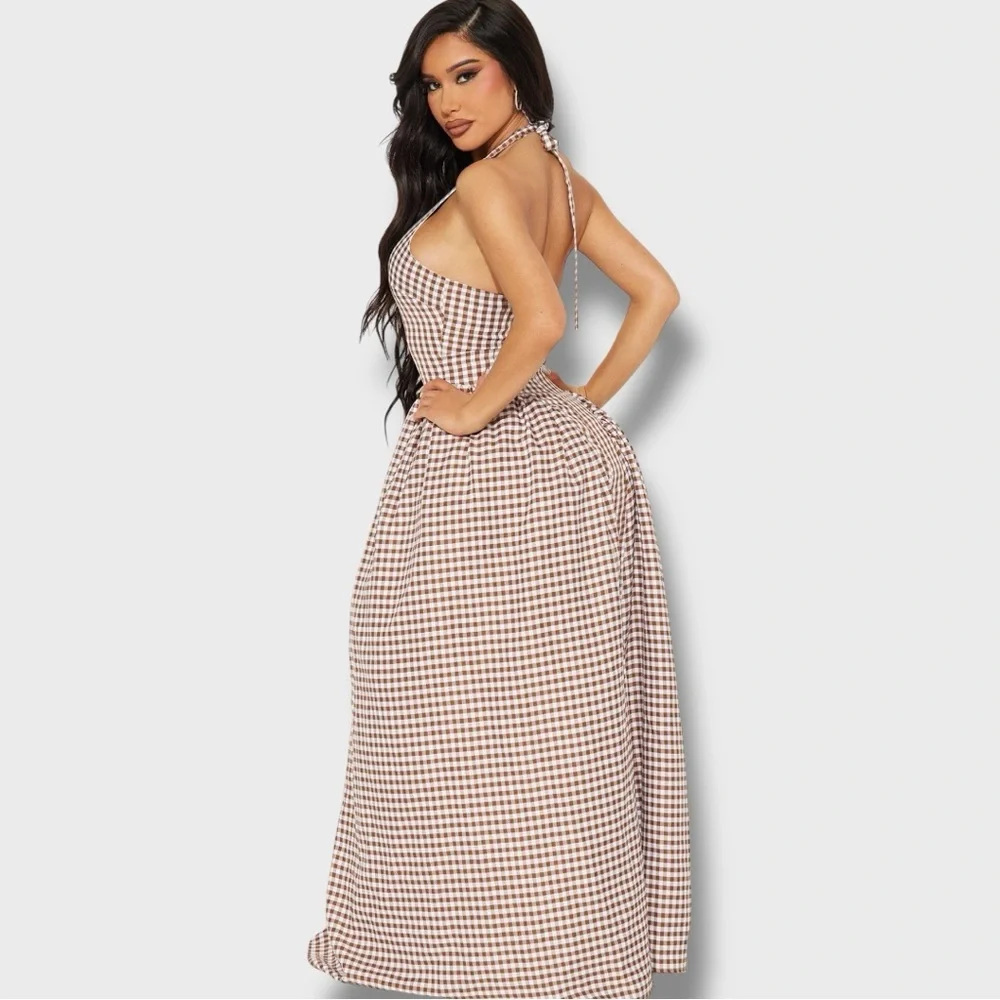 Fashion Nova - Jocelyn Gingham Maxi Dress - Milkmaid Dress